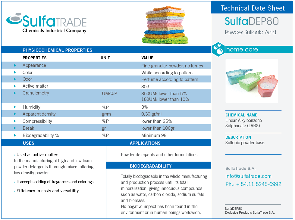 Concenetrado soap for washing clothes. SulfaDEP80