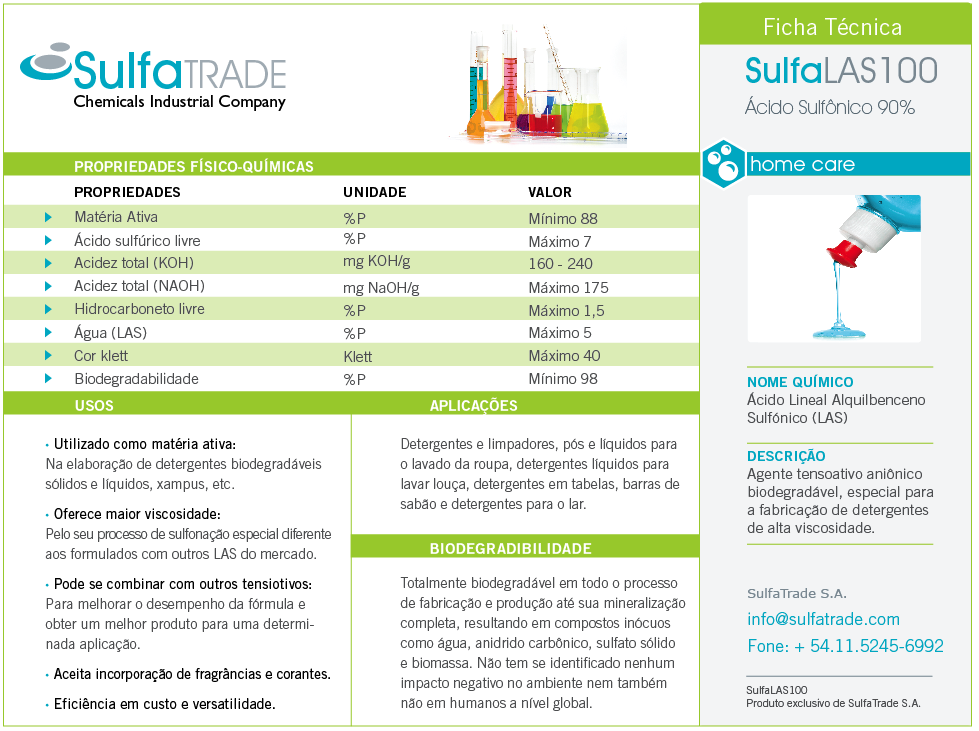 Elaborao de detergentes biodegradveis. SulfaLAS100