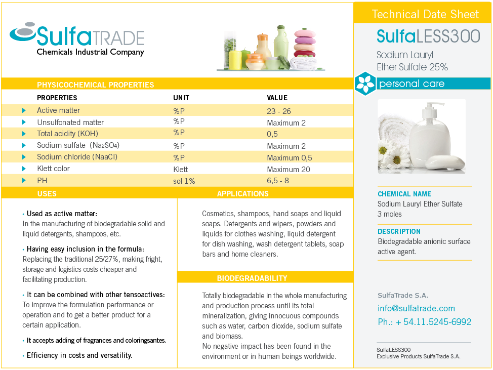Powders and liquids for clothes washing. SulfaLESS300