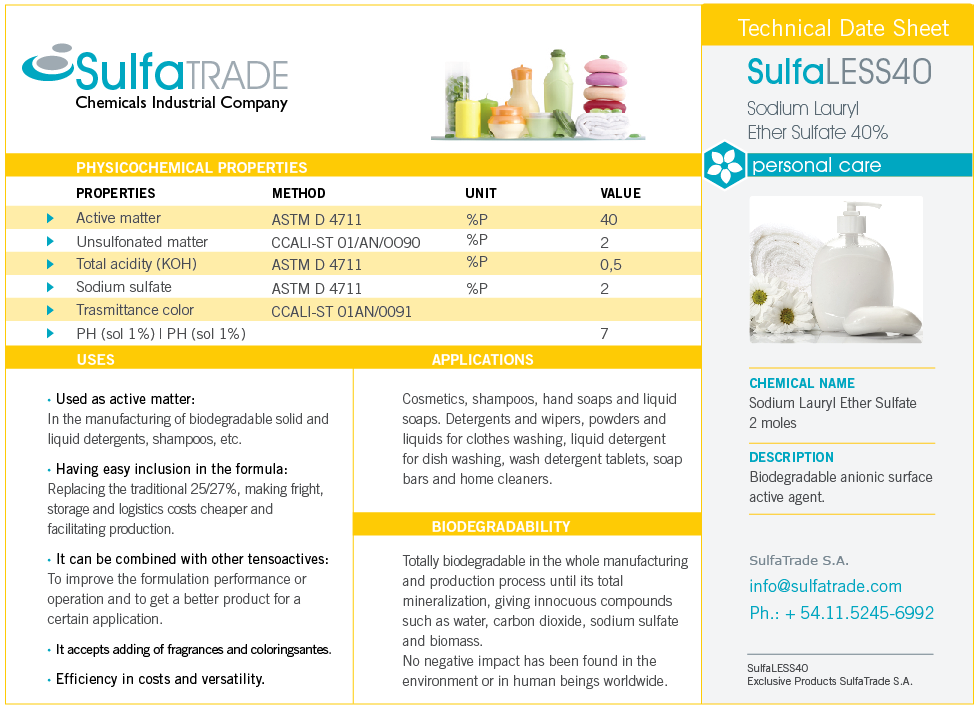 Powders and liquids for clothes washing. SulfaLESS40